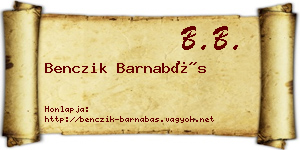 Benczik Barnabás névjegykártya